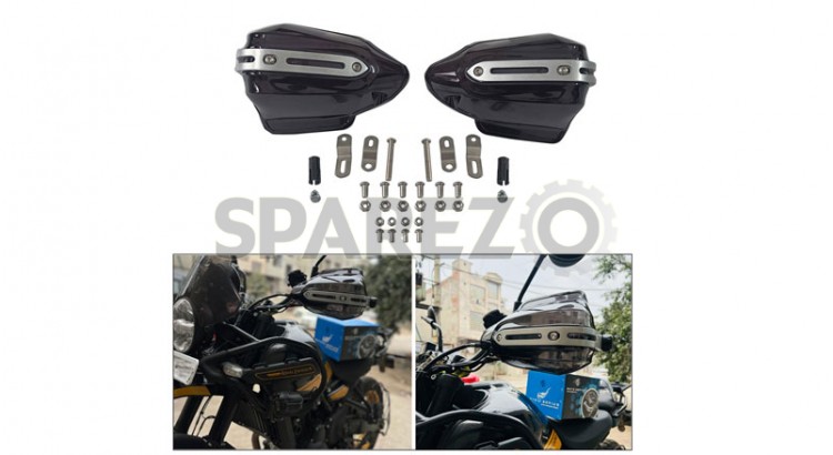 For Royal Enfield New Himalayan 450 Tinted Black Color Hand Guard Kit - SPAREZO